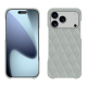 Coque cuir Apple iPhone 17 Pro Max - Gris - Couture ( Nappa - Pantone #c1c6c8 ) 