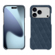 Coque cuir Apple iPhone 17 Pro Max - Jean vintage - Couture ( Pantone #2f414f  ) 