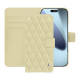 Étui portefeuille cuir Apple iPhone 17 Pro Max - Beige - Couture ( Nappa - Pantone #ceb888 ) 