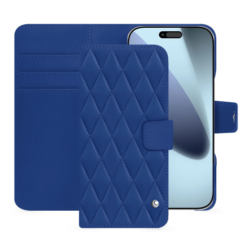 Brieftasche für das iPhone 17 Pro Max - Luxus und hochwertiger Schutz | NoreveBleu océan - Couture ( Nappa - Pantone #15458a) 