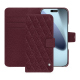 Étui portefeuille cuir Apple iPhone 17 Pro Max - Lie de vin - Couture ( Pantone #412234 ) 