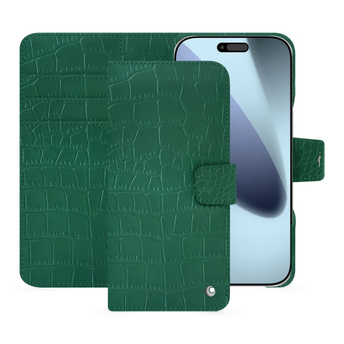 iPhone 17 Pro Max wallet case - Luxury & top-of-the-range protection | NoreveCrocodile pino ( Pantone #173F35 ) 