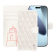 Apple iPhone 17 Pro Max leather wallet case - Blanc escumo - Couture ( Pantone #D6D6D1 )
