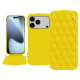 Capa em pele Apple iPhone 17 Pro Max - Jaune fluo - Couture ( Pantone #c9ff57 ) 