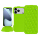 가죽 커버 Apple iPhone 17 Pro Max - Vert fluo - Couture ( Pantone #00ab5f ) 