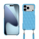 Coque avec bandoulière Apple iPhone 17 Pro Max - Bleu ciel - Couture ( Nappa - Pantone #abcae9 ) 
