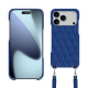 苹果 iPhone 17 Pro Max 外壳，带肩带 - Bleu océan - Couture ( Nappa - Pantone #15458a) 