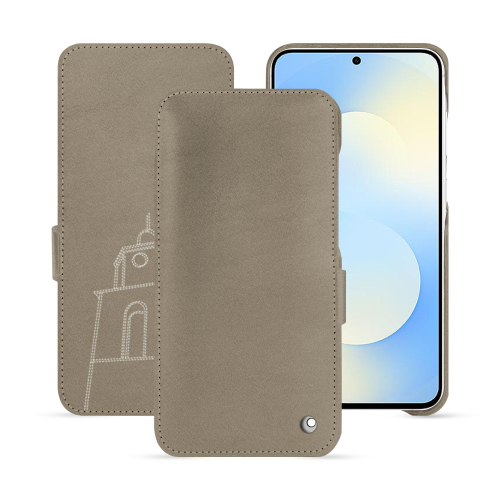 Housse rabat horizontal Galaxy S25 FE - Luxe signé NoreveDarboun sabla ( Pantone #BCB1A1 )