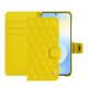 Samsung Galaxy S25 FE leather wallet case - Jaune fluo - Couture ( Pantone #c9ff57 ) 
