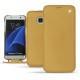 Housse cuir Samsung Galaxy S7 Edge - Or Maïa ( Bologna Hi Gloss Metallic - Pantone 871C ) 