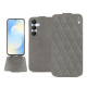 Samsung Galaxy S25 FE leather case - Acier vintage - Couture ( Pantone #d85827b ) 