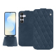 Samsung Galaxy S25 FE leather case - Jean vintage - Couture ( Pantone #2f414f  ) 