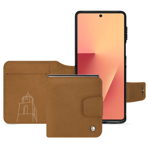 Étui portefeuille Galaxy Z Flip7 – Luxe & protection | NoreveCastan esparciate ( Pantone #824F2A )