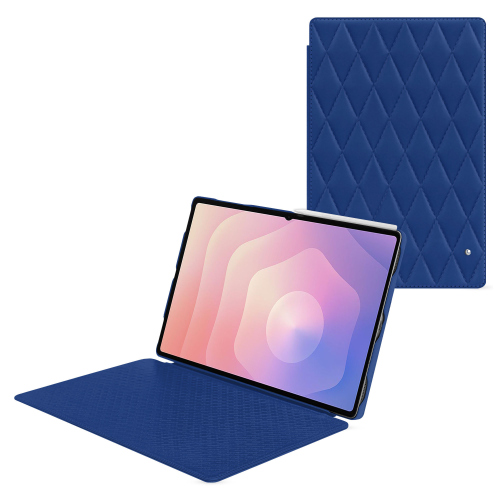 Samsung Galaxy Tab S11 Ultra Schutzhülle mit Klappe – Luxus-Ledertasche von NoreveBleu océan - Couture ( Nappa - Pantone #15458a) 