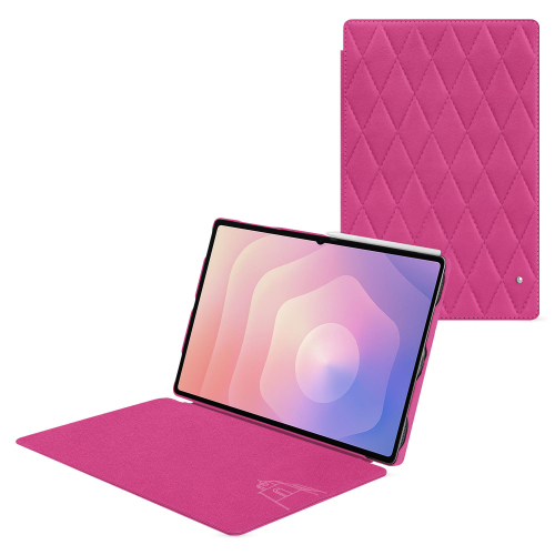 Capa com aba Samsung Galaxy Tab S11 Ultra – Capa de couro de luxo NoreveRose BB - Couture ( Pantone #DB599F )