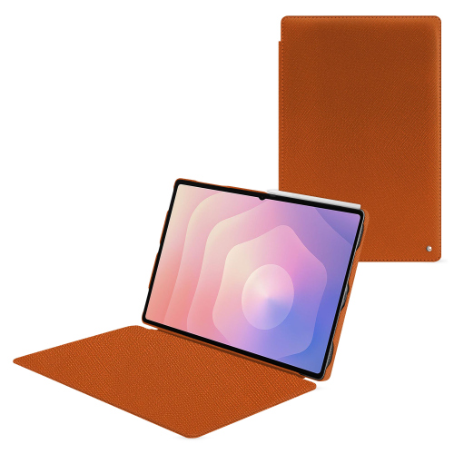 Samsung Galaxy Tab S11 Ultra フラップ付きケース – Noreve プレミアムレザーケースOrange vibrant ( Pantone #e36b39 ) 
