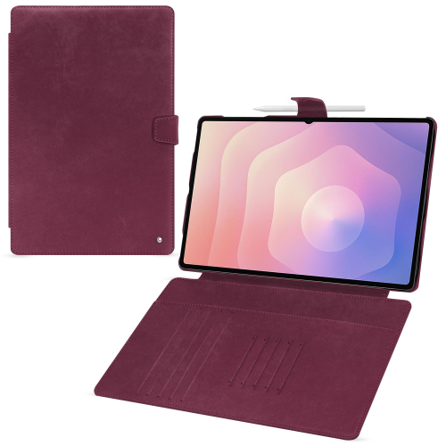 Étui portefeuille Samsung Galaxy Tab S11 Ultra – Coque cuir luxe NorevePrune vintage ( Pantone #612434 ) 