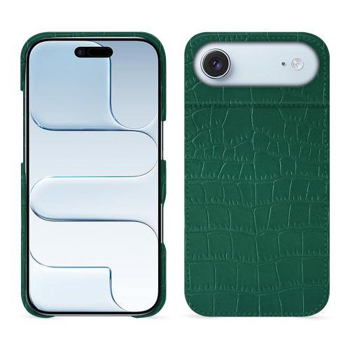 Coque arrière iPhone 17 Air – Luxe sur-mesure par NoreveCrocodile pino ( Pantone #173F35 ) 