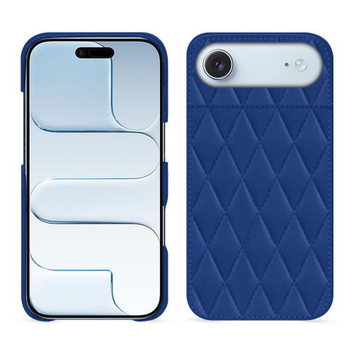 Funda trasera para iPhone 17 Air: lujo a medida de NoreveBleu océan - Couture ( Nappa - Pantone #15458a) 