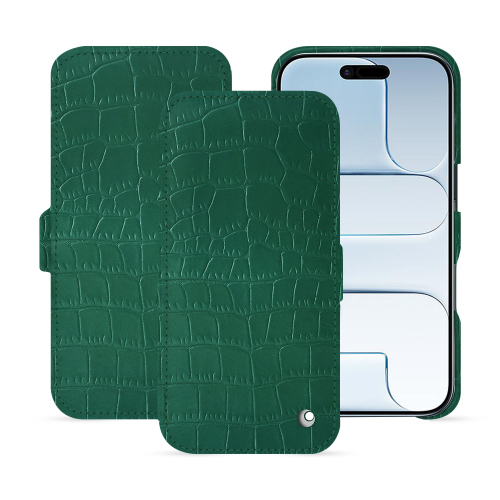 Funda para iPhone 17 Air con solapa horizontal: lujo y protección de alta gama | NoreveCrocodile pino ( Pantone #173F35 ) 