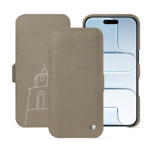 Funda para iPhone 17 Air con solapa horizontal: lujo y protección de alta gama | NoreveDarboun sabla ( Pantone #BCB1A1 )