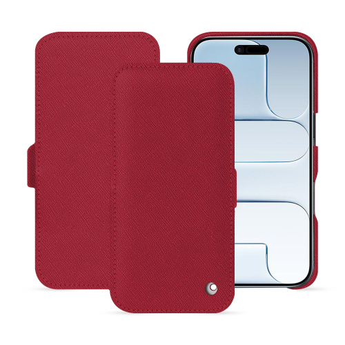 Housse iPhone 17 Air à rabat horizontal - Luxe et protection haut de gamme | NoreveRouge passion ( Pantone #a6192e ) 