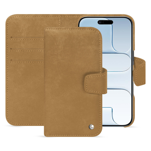 iPhone 17 Air Wallet-Hülle – Luxus & Premium-Leder | NoreveSable vintage ( Pantone #9b7340 ) 