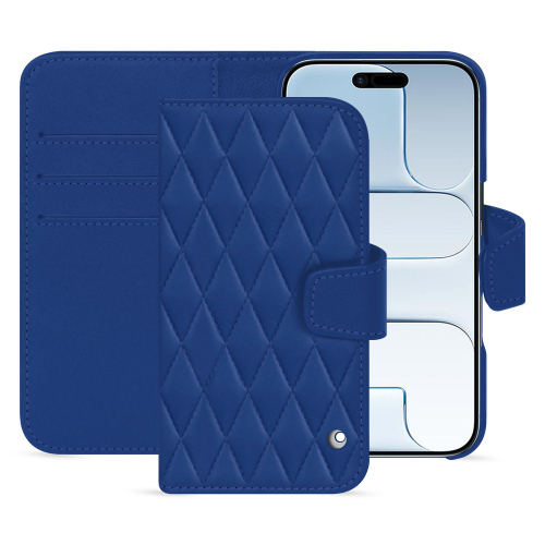 Capa para iPhone 17 Air - Luxo e couro premium | NoreveBleu océan - Couture ( Nappa - Pantone #15458a) 
