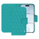 Apple iPhone 17 Air leather wallet case - Bleu fluo - Couture