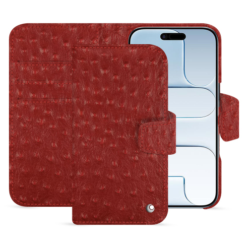 iPhone 17 Air Wallet Case - Luxury & Premium Leather | NoreveAutruche ciliegia ( Pantone #a4343a ) 