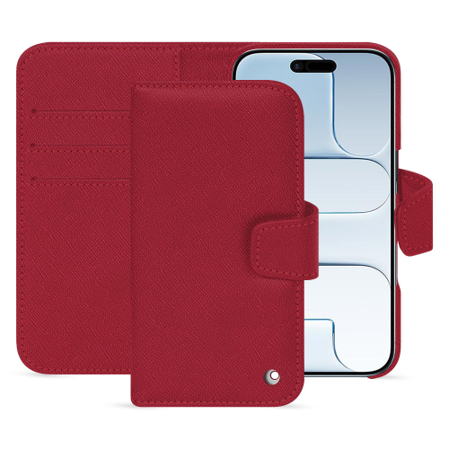 Funda tipo cartera para iPhone 17 Air - Lujo y cuero premium | NoreveRouge passion ( Pantone #a6192e ) 