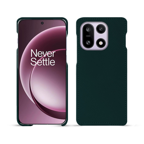 OnePlus 15 back cover – Custom-made luxury leather protection by NoreveVert séduisant ( Pantone #1d3c34 ) 