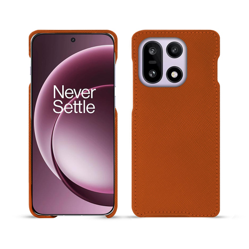 OnePlus 15 back cover – Custom-made luxury leather protection by NoreveOrange vibrant ( Pantone #e36b39 ) 