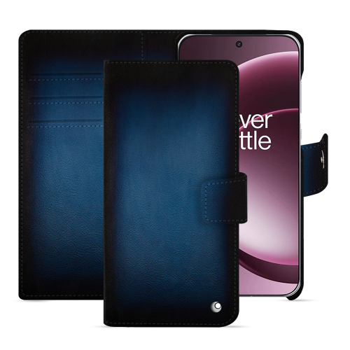 Étui portefeuille OnePlus 15 – Protection cuir luxe et artisanale NoreveBleu Patine