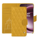 Capa de couro para carteira Oneplus 15 - Jaune soulèu - Couture ( Pantone #F3B934 )