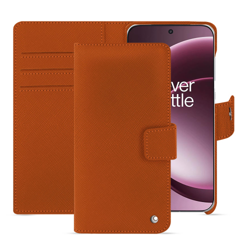 Funda tipo cartera OnePlus 15: protección de lujo y artesanal en piel de NoreveOrange vibrant ( Pantone #e36b39 ) 