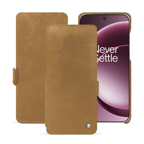 Funda con solapa horizontal OnePlus 15 – Protección de cuero de lujo NoreveSable vintage ( Pantone #9b7340 ) 