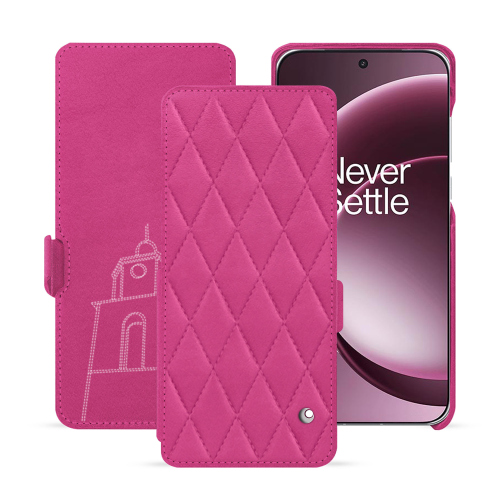 Housse à rabat horizontal OnePlus 15 – Protection cuir luxe NoreveRose BB - Couture ( Pantone #DB599F )