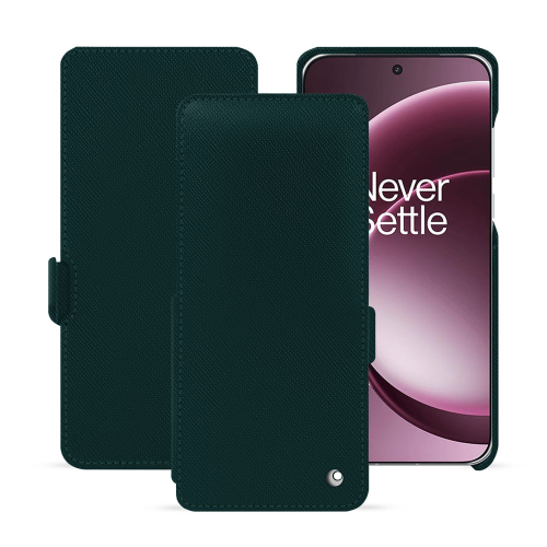Housse à rabat horizontal OnePlus 15 – Protection cuir luxe NoreveVert séduisant ( Pantone #1d3c34 ) 