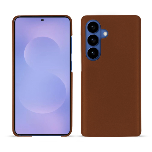 Samsung Galaxy S26 リアカバー | Noreve プレミアムレザー保護ケースMarron ( Nappa - Pantone #8B4720 ) 