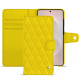 Étui portefeuille cuir Samsung Galaxy S26 Edge - Jaune fluo - Couture ( Pantone #c9ff57 ) 