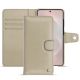 Samsung Galaxy S26 Edge leather wallet case - Beige Veggie ( Pantone #dab9a1 ) 
