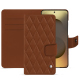 Samsung Galaxy S26 Ultra leather wallet case - Marron - Couture ( Nappa - Pantone #8B4720 ) 