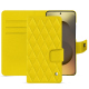 Étui portefeuille cuir Samsung Galaxy S26 Ultra - Jaune fluo - Couture ( Pantone #c9ff57 ) 