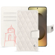 Samsung Galaxy S26 Ultra leather wallet case - Blanc escumo - Couture ( Pantone #D6D6D1 )