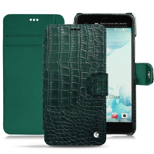 Custodia in pelle HTC U UltraCrocodile pino ( Pantone #173F35 ) 