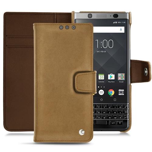 Lederschutzhülle Blackberry Keyone Sable vintage ( Pantone #9b7340 ) 