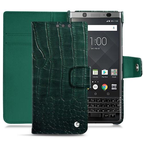 Capa em pele Blackberry Keyone Crocodile pino ( Pantone #173F35 ) 