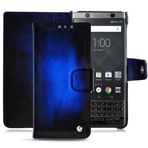 レザーケース Blackberry Keyone Bleu Patine