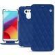 Housse cuir LG G6 - Bleu océan - Couture ( Nappa - Pantone 293C ) 